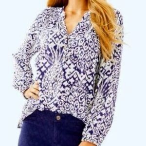 Lilly Pulitzer Elsa Top Color True Navy Print XL